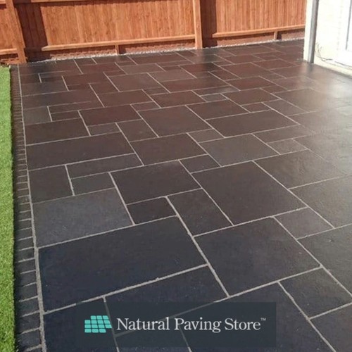 Black limestone natural paving - black,
