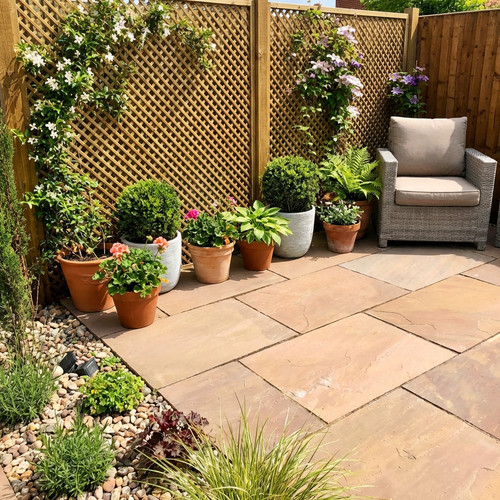 Autumn brown patio paving - patio,
