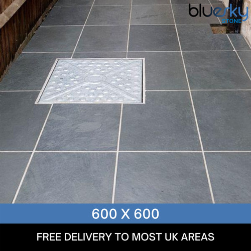 Grey slate paving patio - paving, slabs