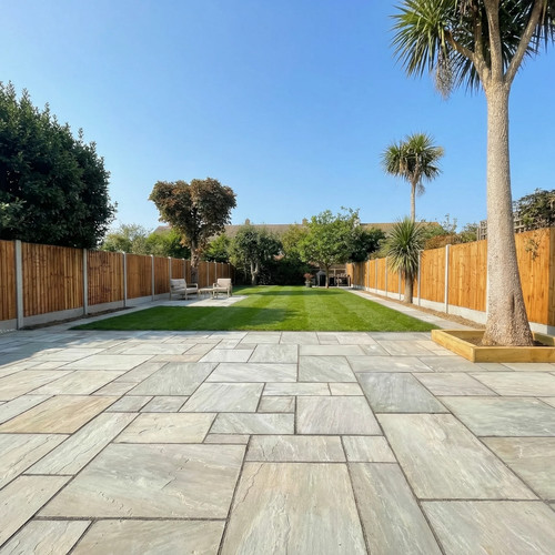 Kandla grey patio slabs - grey,