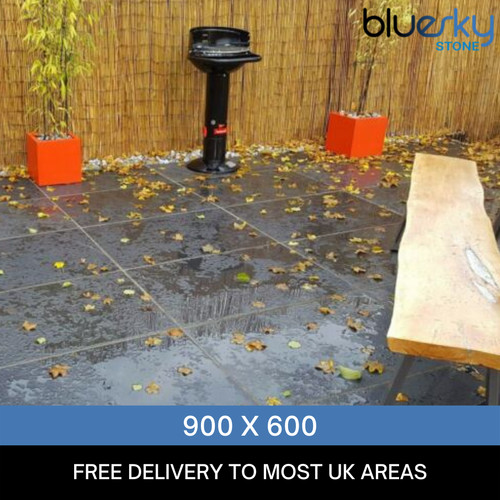 Black slate paving patio - paving,
