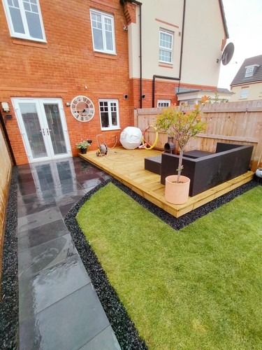 Black slate paving patio slabs - black,