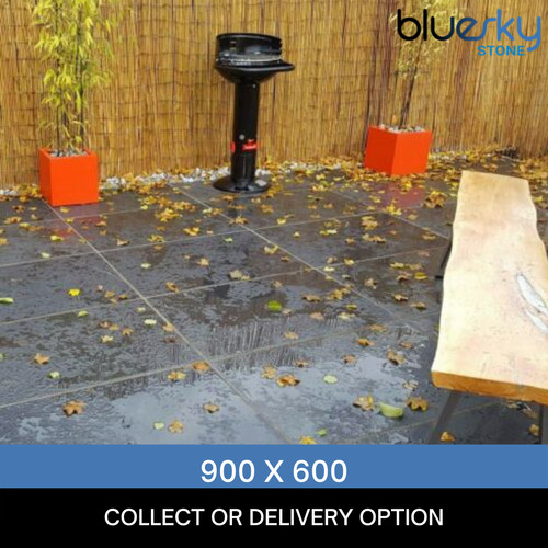 Black slate paving patio - paving, slabs