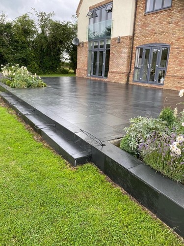 Charcoal slate paving - paving, patio